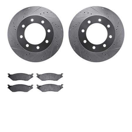 DYNAMIC FRICTION CO 7402-54062, Rotors-Drilled and Slotted-Silver with Ultimate Duty Performance Brake Pads, Zinc Coated 7402-54062